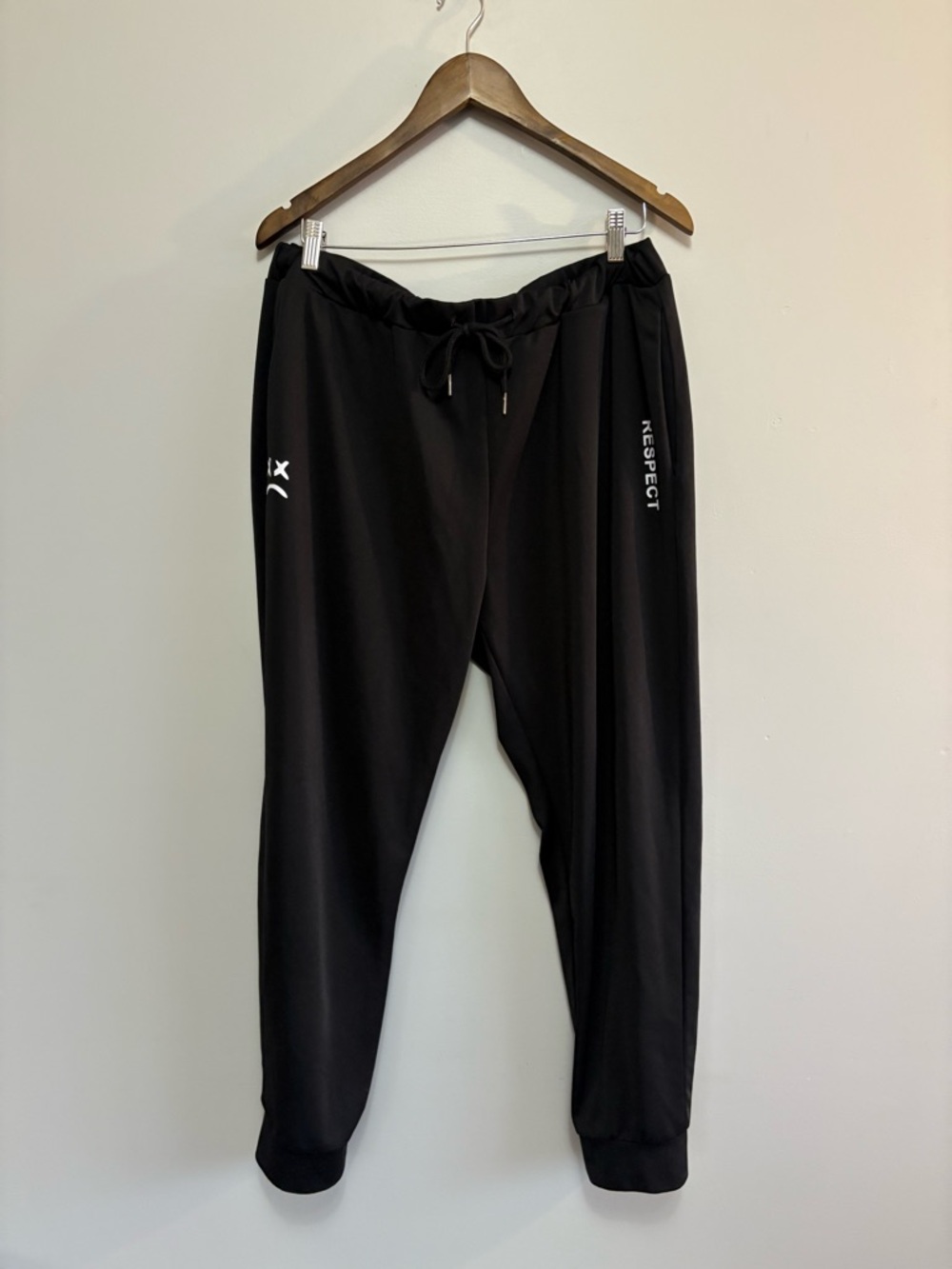 Respect Black Athletic Joggers with Drawstring Shien XXL Plus Size